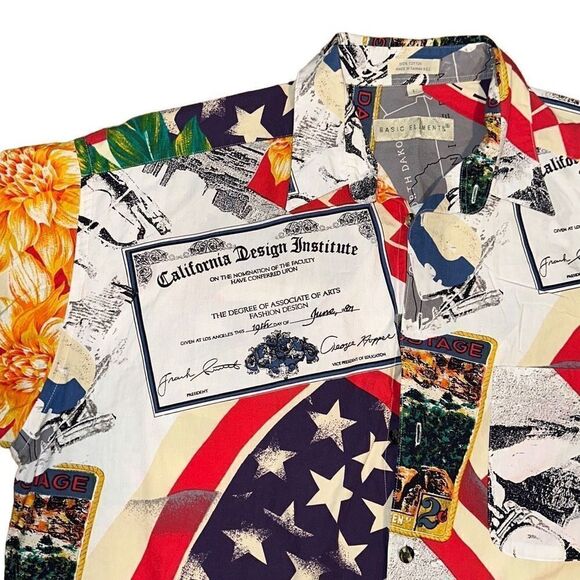 California Design Institute wild USA COMPILATION sz L/XL button up aloha shirt - Picture 8 of 8